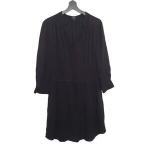 Aritzia Babaton Black Silk Mini Tunic Dress Pockets SMALL Quiet Luxury Old Money